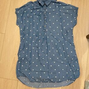 Stylish Blue Polka Dot Button Down Shirt